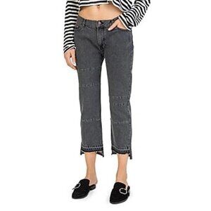 THE KOOPLES Cropped Paneled Step-hem Jeans In Washed Black